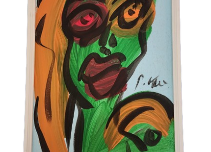 Woman 84 Green Orange Original Oil Painting by Peter Keil