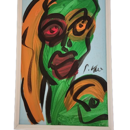 Woman 84 Green Orange Original Oil Painting by Peter Keil