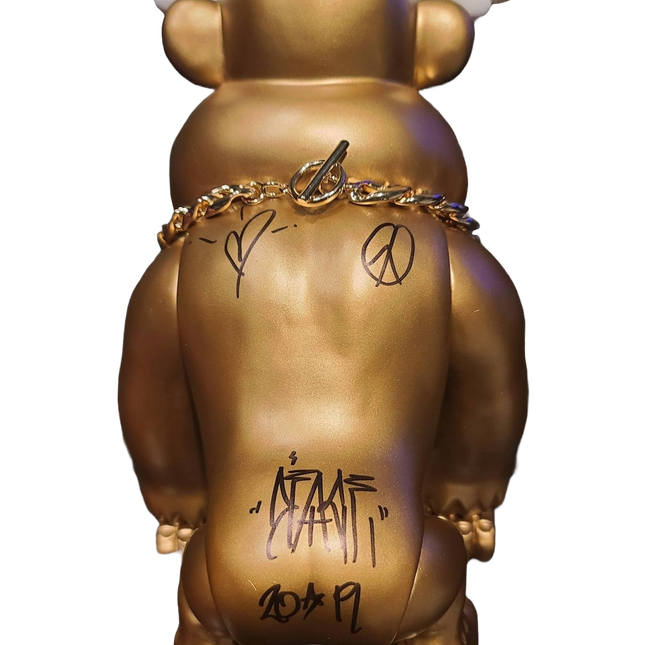 Xlarge Gorilla Dcon Cartoon OG 2019 Gold Signed Embellished Art by D*Face- Dean Stockton