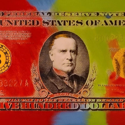 Old $500 Dollar Bill Red HPM Serigraph Print by Steve Kaufman SAK