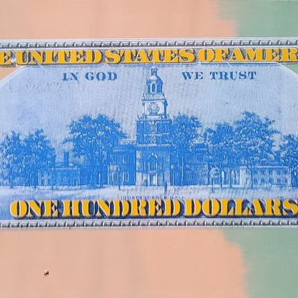 $100 Dollar Bill Backside HPM Serigraph Print by Steve Kaufman SAK