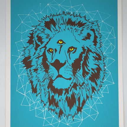 3rd Eye Lion Teal Silkscreen Print by Nate Duval