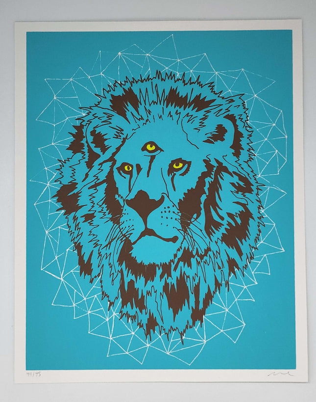 3rd Eye Lion Teal Silkscreen Print by Nate Duval