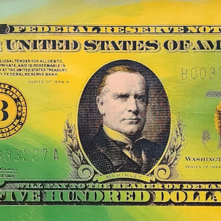$500 Dollar Bill Green HPM Serigraph Print by Steve Kaufman SAK