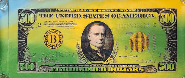 $500 Dollar Bill Green HPM Serigraph Print by Steve Kaufman SAK
