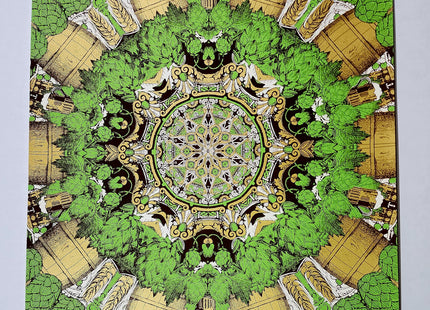Beer Hops Mandala Silkscreen Print by Nate Duval