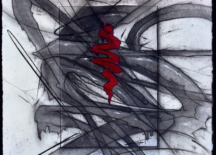 Black Widow Black & Red 21_21a Original Spray Paint Charcoal Painting by Saber