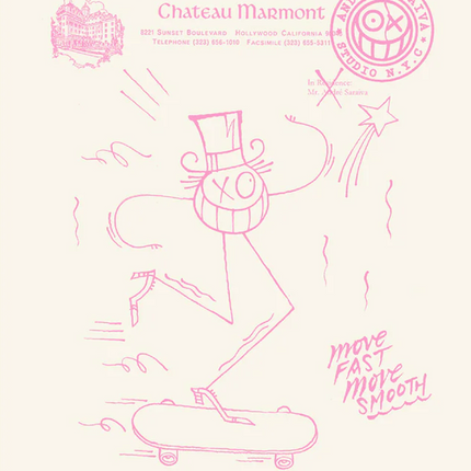 Chateau Marmont Pink Letterpress Print by Mr André Saraiva