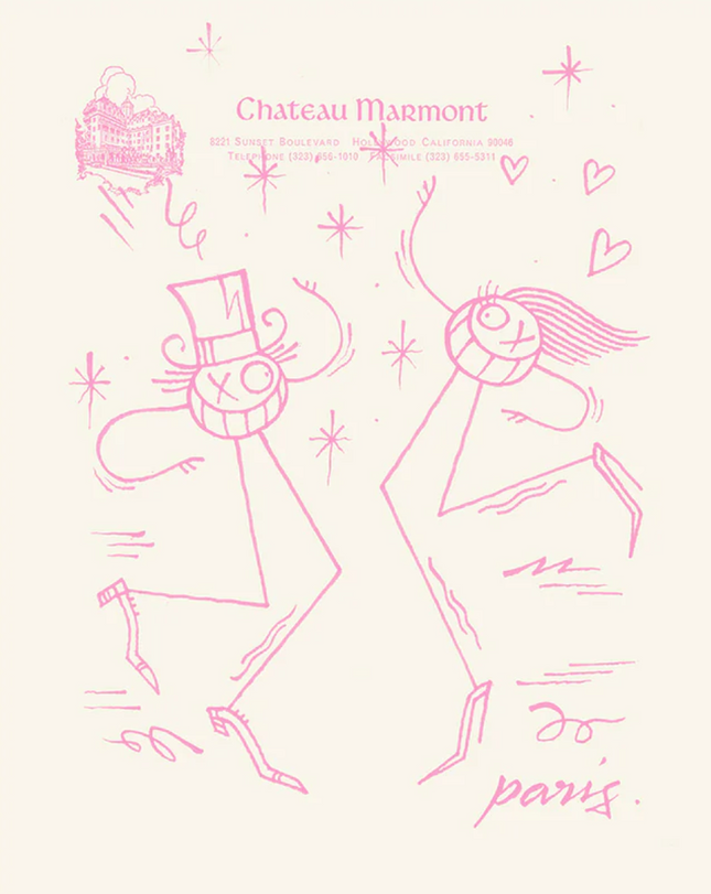 Chateau Paris Pink Letterpress Print by Mr André Saraiva