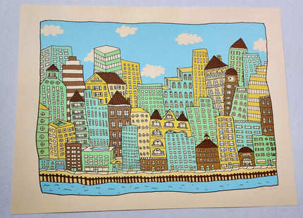 City By The Sea XL Silkscreen Print by Nate Duval