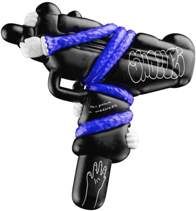 Clingy Companion Blue Shoeuzi 100% Gun Art Sculpture by J-LDN aka Jack London