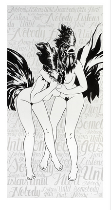 Cock Fight Archival Print by Jessica Hess