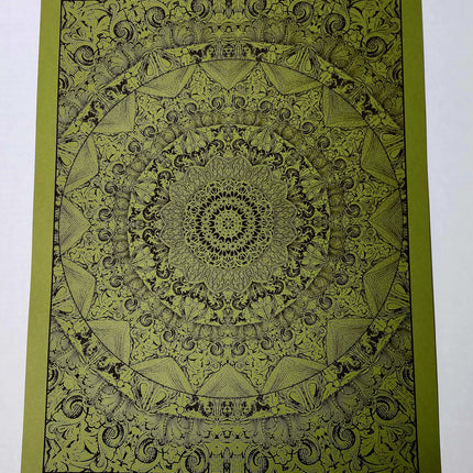 Dark Green Mandala Silkscreen Print by Nate Duval