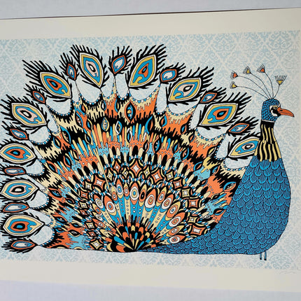 Fancy Peacock Silkscreen Print by Nate Duval