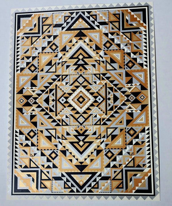 Gold Silver Cubic Mandala Silkscreen Print by Nate Duval