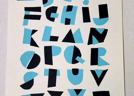Hand Cut Alphabet Teal Silkscreen Print by Nate Duval