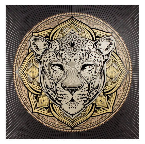Jaguar Mandala Silkscreen Print by Chris Saunders