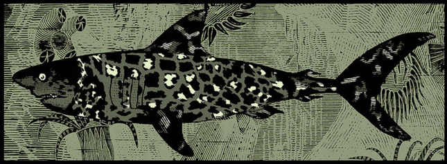 Jaguar Shark Glow GID Silkscreen Print by Nate Duval