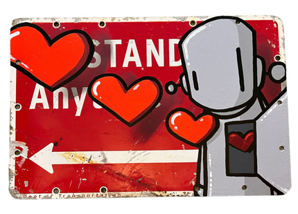 Keep Moving Original Street Sign Spray Painting by Chris RWK- Robots Will Kill