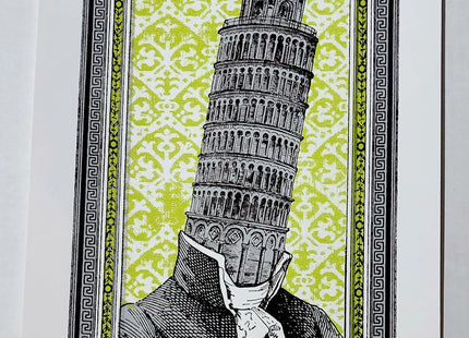 Leaning Tower of Pisa Head Silkscreen Print by Nate Duval