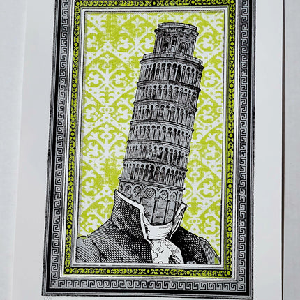 Leaning Tower of Pisa Head Silkscreen Print by Nate Duval