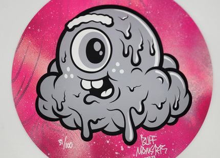 Looking Forward Gray Pink HPM Unique Round Silkscreen by Buff Monster