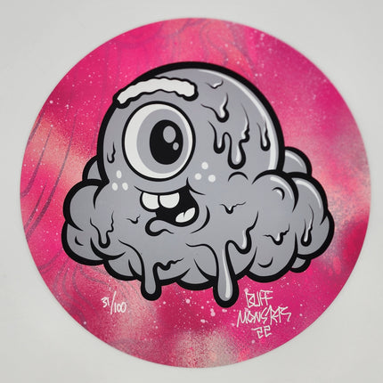 Looking Forward Gray Pink HPM Unique Round Silkscreen by Buff Monster