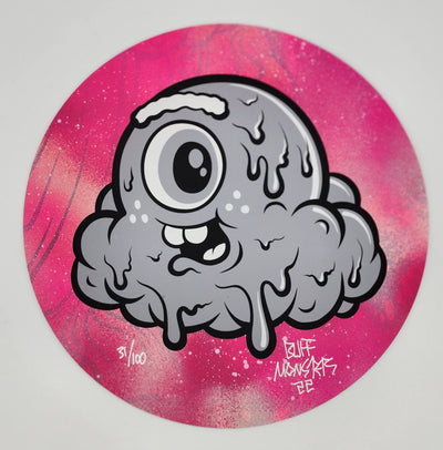 Looking Forward Gray Pink HPM Unique Round Silkscreen by Buff Monster