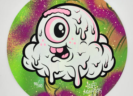 Looking Forward Green Pink HPM Unique Round Silkscreen by Buff Monster