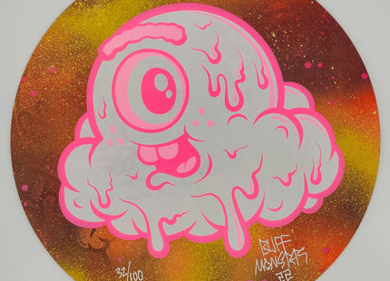 Looking Forward White Yellow Pink HPM Unique Round Silkscreen by Buff Monster