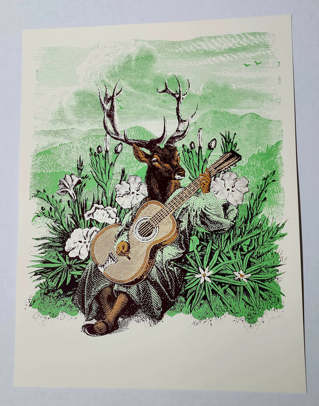 Lumineers Deer Guitar Silkscreen Print by Nate Duval