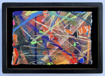 Mini Abstract Shadowbox 05_5a Original Spray Paint Acrylic Painting by Saber