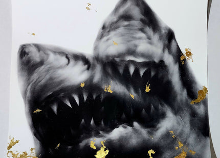 Nature Of Yin Versus Yang Gold Leaf HPM Archival Print by Shark Toof