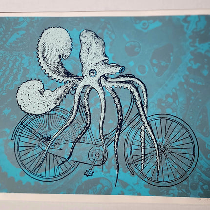 Octopus Bike Squid Bicycle Silkscreen Print by Nate Duval