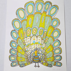 Peacock Green Yellow Silkscreen Print by Nate Duval