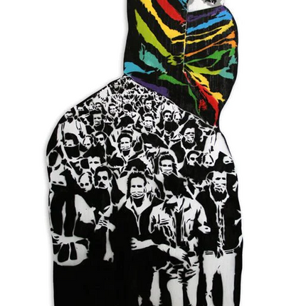 Peoples Power Original Stencil Spray Paint Wood Panel Painting by Icy & Sot