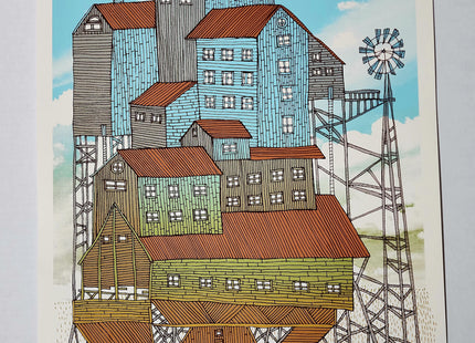 Phish Stilt Building Windmill Silkscreen Print by Nate Duval