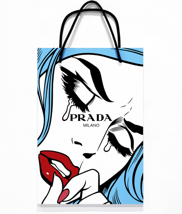 Prada Discount Blue Spray Paint Acrylic Original Painting by Ben Frost