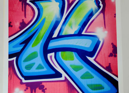 Risky H Graffiti Alphabet Letter Giclee by Risk Rock