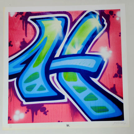 Risky H Graffiti Alphabet Letter Giclee by Risk Rock