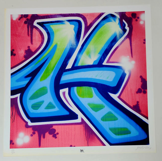 Risky H Graffiti Alphabet Letter Giclee by Risk Rock