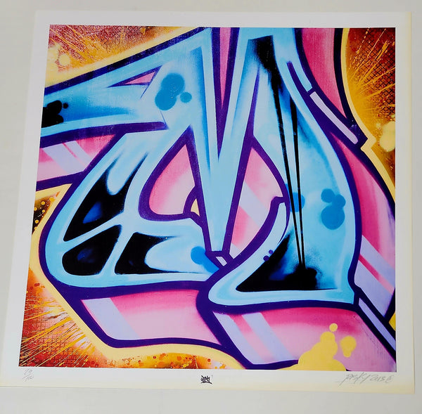 Risky M Graffiti Alphabet Letter Giclee by Risk Rock