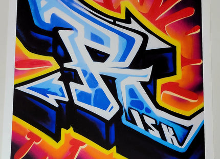Risky R Graffiti Alphabet Letter Giclee by Risk Rock