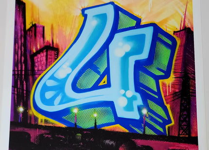 Risky U Graffiti Alphabet Letter Giclee by Risk Rock