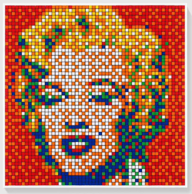 Rubik Shot Red Marilyn Rubikcubism Metal Giclee Print by Invader
