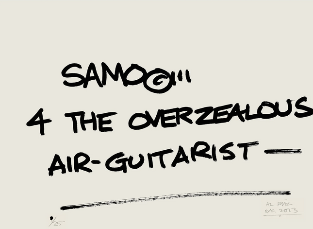 SAMO© Quote 4 The Overzealous Air-Guitarist Silkscreen Print by Al Diaz