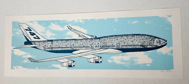 Seattle Fish Airplane Silkscreen Print by Nate Duval