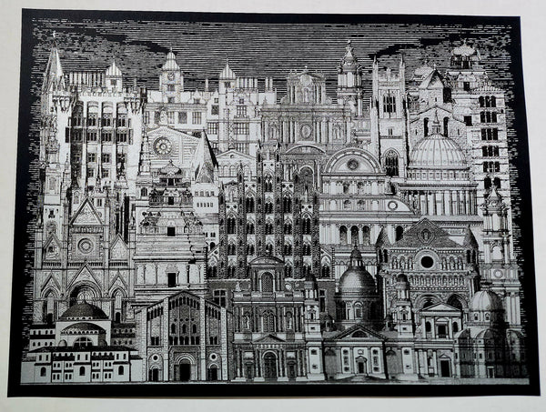 Silver City Night Silkscreen Print by Nate Duval