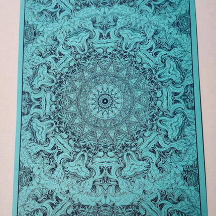 Teal Mandala Silkscreen Print by Nate Duval