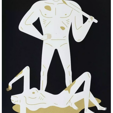 The Naked Woman & Man Black Silkscreen Print by Cleon Peterson